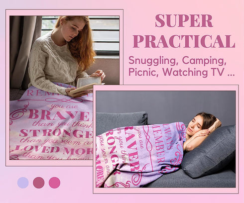Throw Blanket - Get Well Gift for After Surgery, Cancer Gifts for Women,Chemo Patients |  You are Braver Than You Think